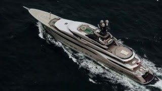 Aerial View of 95m KISMET, 007's Sailing Yacht For Sale, Leo Charters TOPAZ & much more