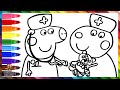 Dibuja y Colorea A Peppa Pig Y A La Oveja Suzy Jugando Al Chequeo Médico 🐷🩺🧸🐑🌈 Dibujos Para Niños