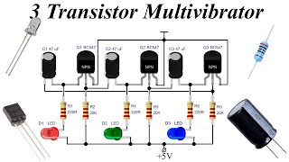 Simple Electric Projects.  Multivibrator on 3 bc547 transistors