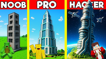 SKYSCRAPER Build Battle In Minecraft - NOOB VS PRO CHALLENGE - Maizen Mizen Mazien Parody