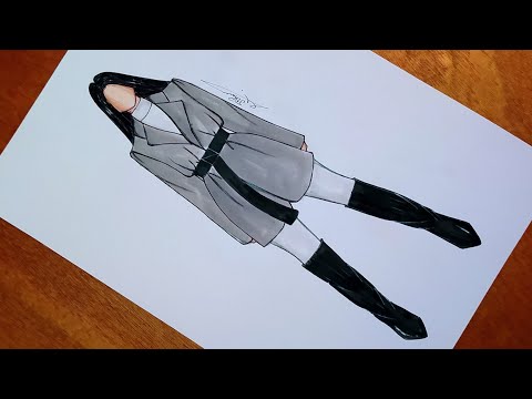 تعلم رسم أزياء شتوية سهلة جدا خطوة بخطوة 6 | رسم أزياء كاجوال