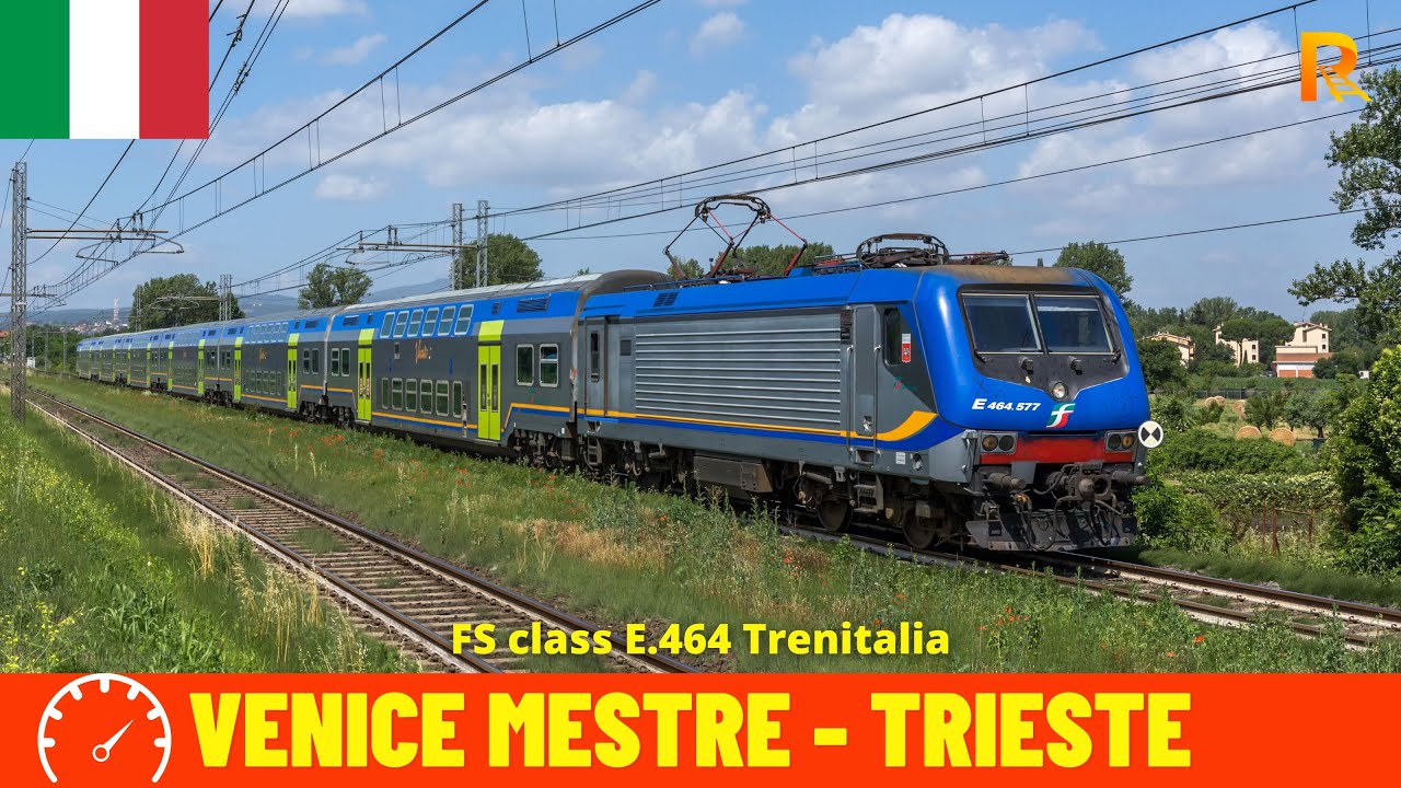 Cab Ride Venice Mestre Trieste (VeniceTrieste Railway Italy) train