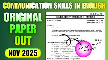 Communication Skills in English 1st Semester Polytechnic Original Paper OUT 2025 || Model Paper 