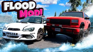 FLOOD ESCAPE But it's During a Police Chase in BeamNG Drive Mods?!