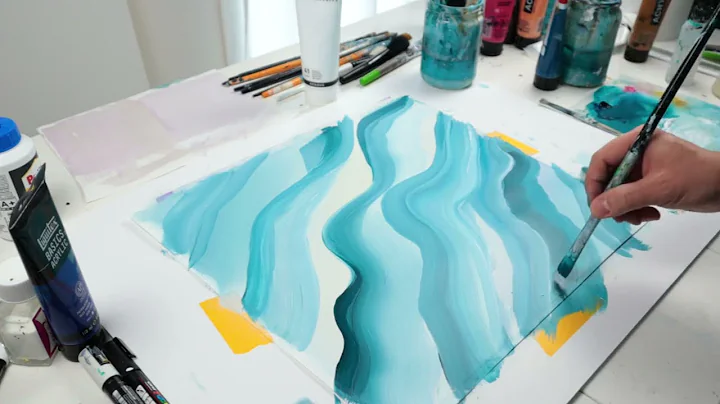 WAVY ABSTRACT ART | full demo acrylic painting & g...