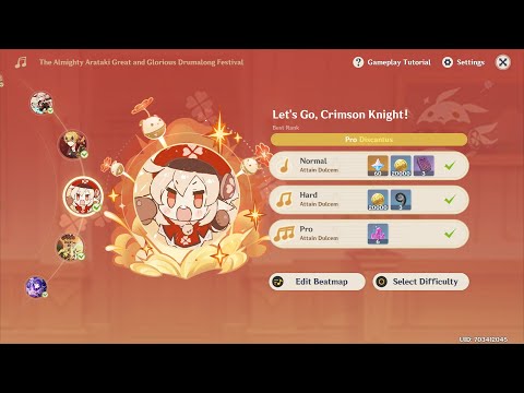 Drumalong Festival: Let's Go, Crimson Knight!/Pro FC (Klee) ♫ ♪ Day 5 ♪ ♫