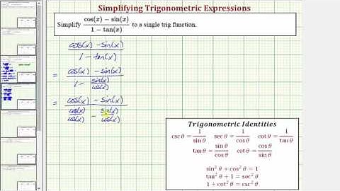 Ex: Simplify a Trigonometric Expression: (trig+-trig)/(1+trig) (A)
