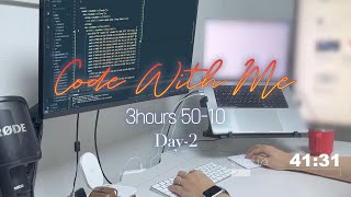 3Hours Code with me👨‍💻 | fireplace sound 🔥 | Pomodoro 50-10 | study with me | Day-2