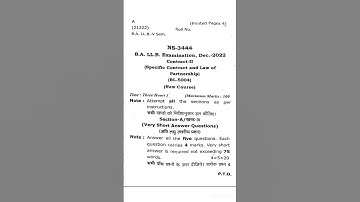 SEM-5| CONTRACT II | QUESTION PAPER| 2022| BALLB | CCSU| LAW | THE LEGAL CODES #law #study #viral