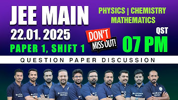 JEE Main 2025 | JEE 22 Jan Shift 1 Paper Discussion | JEE Main 2025 Answer Key | JEE 2025 Solutions