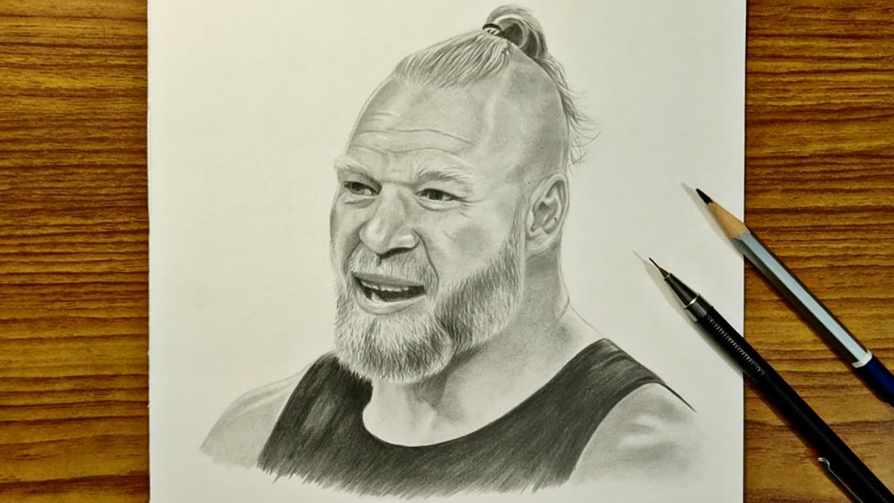 How To Draw Brock Lesnar Step By Step for Beginners  Amit Sharma Sketches   YouTube