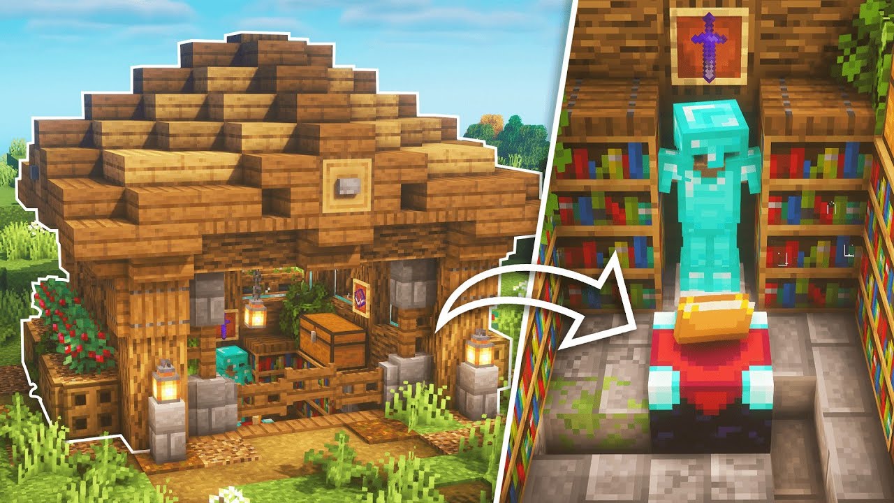 Minecraft How to build an Enchanting House 30 Level Enchanting Room