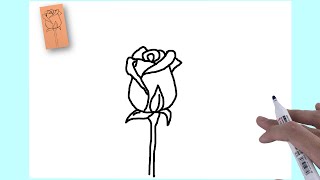 HOW TO DRAW A ROSE | EASY ROSE / ROSE BUD DRAWING