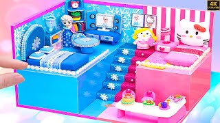 Build Simple House Hello Kitty vs Frozen in Hot and Cold Style with CardBoard❄️🔥 Miniature House DIY