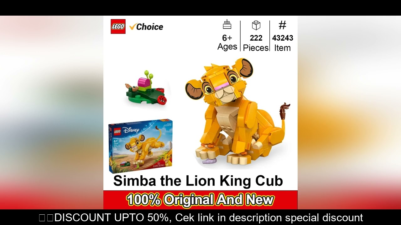 LEGO 43243  Simba the Lion King as Cub, Buildable Toy for Kids , Fun Role Play Gift for Girls and Bo
