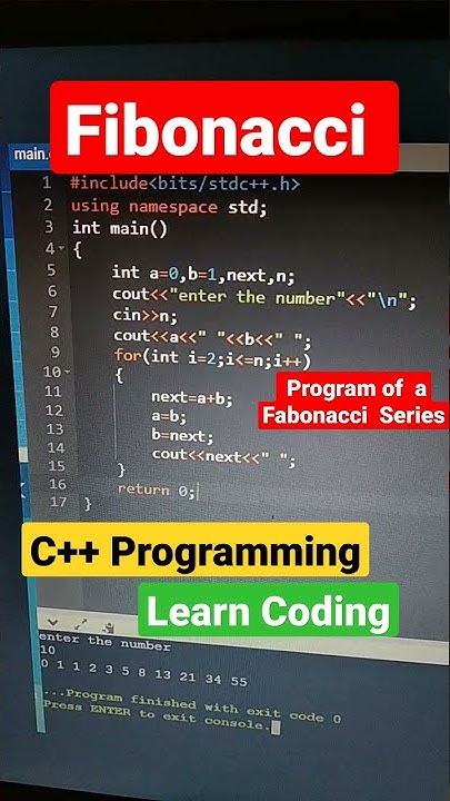Program of a Fibonacci series in C++ Language |#c++programming |#coding ...