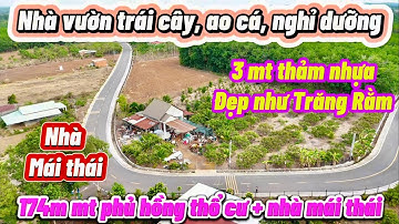 Nhà vườn cây ăn trái , 3 mặt tiền thảm nhựa lớn. Nhà mái thái, ao cá. S: 7 sào, 170m mt. Giá 3 tỉ