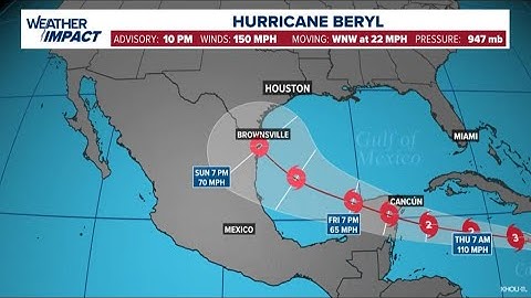 Tropical 10 p.m. update: Hurricane Beryl remains a Cat. 4 storm, winds at 150 mph