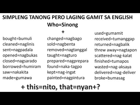 SIMPLENG PARAAN PARA MAKAPAG TANONG AGAD SA ENGLISH GAMIT ANG SINONG BILANG WHO