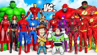 MARVEL THE AVENGERS COMIC VS TEAM FLASH | Saved Buzz Lightyear - Epic Superheroes War