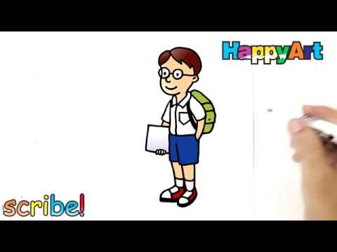 How To Draw A Boy In School Uniform - Youtube