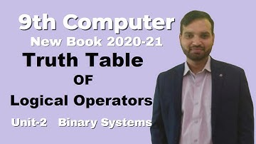 Truth Table Of Logical Operators  AND | OR | NOT | Chapter 2 | 9th Class Computer New Book 2020