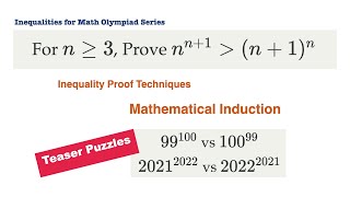 Inequalities for Math Olympiad: Proof By Mathematical Induction