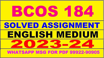 bcos 184 solved assignment 2023-24 | bcos 184 solved assignment in english 2024 | bcos 184 2024