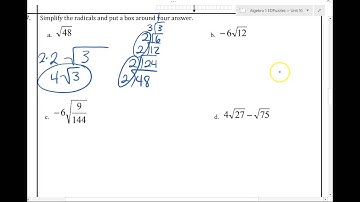 Algebra 1 - Unit 10 Test Review
