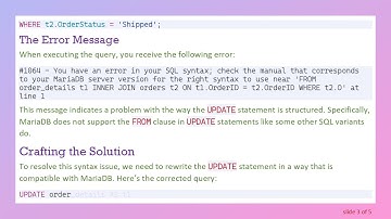 Fixing SQL Syntax Issues in Update Statements for MariaDB