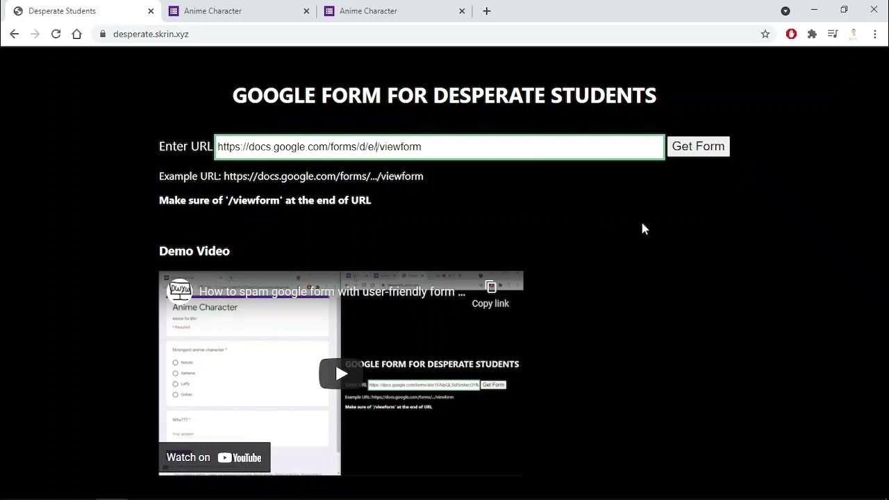 Cara Spam Google Form Menggunakan Web App "Desperate Student" YouTube