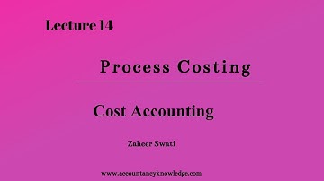 Lecture 14: Process Costing (I)   I  Cost Accounting Workbook Practice   I   Zaheer Swati