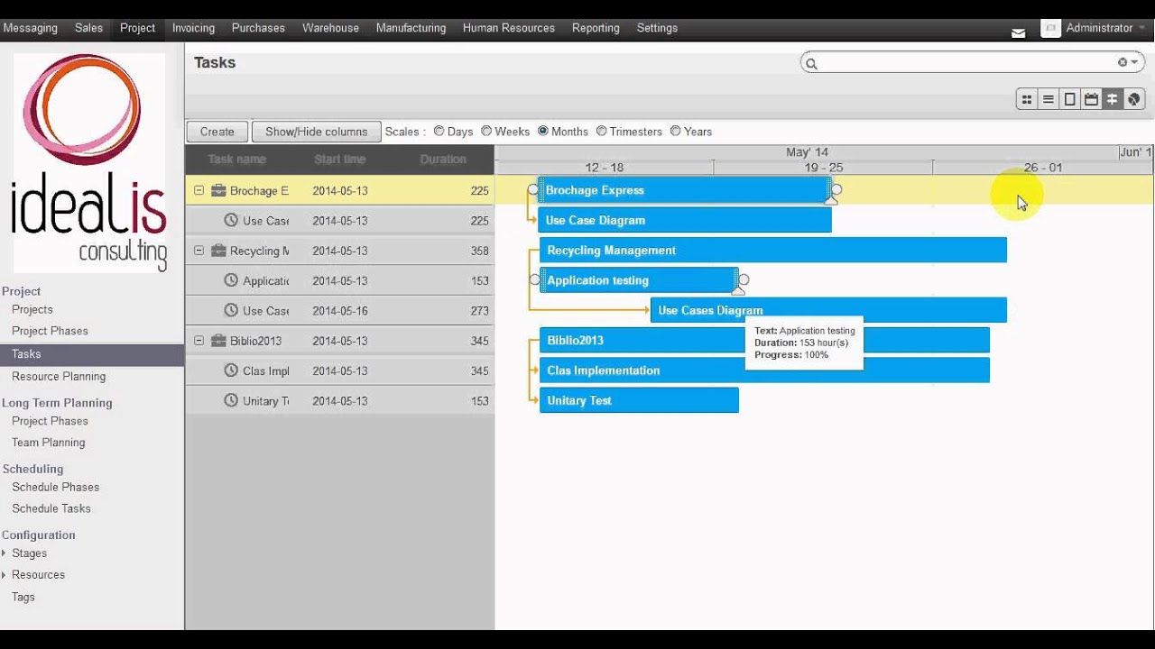 Odoo 9 Gantt Chart