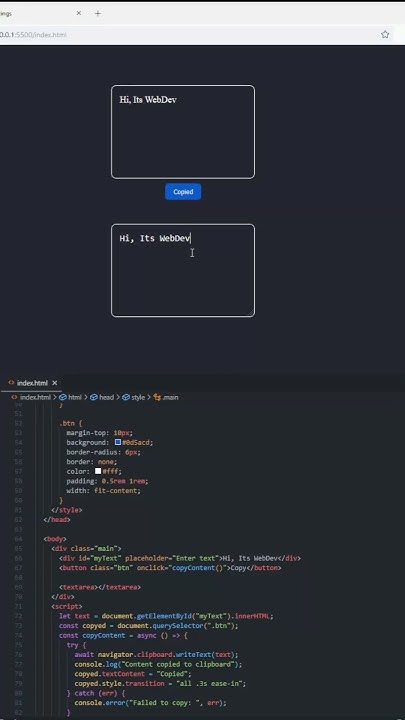 How to make a copy button | html CSS javascript | web development | web ...