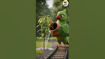 Big parrot pours water on a mango tree drying up in the hot sun on the railway track 😭 #ai #parrot