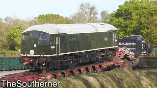 D5054 "Phil Southern" being unloaded onto the Swanage Railway 03/05/2024