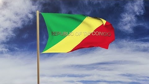 4K Republic of the Congo flag with title waving in the wind. Looping sun rises style. Animation
