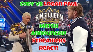 Streamers React! Logan Paul challenges Cody Rhodes at King and Queen of the Ring! #wwe #codyrhodes
