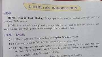 #7thstd | Computer chapter :-2 HTML ( An Introduction) | workbook Solutions @ManpreetTuitions