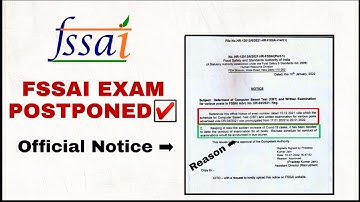 FSSAI EXAMS POSTPONED ☑️ | Officially announced by FSSAI | New Exam date for FSSAI Exam?