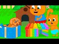 Cats Family in English - Dog house Cartoon for Kids