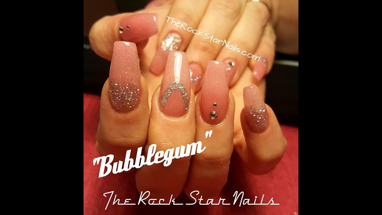 Acylic nail tutorial - Bubblegum ballerina - YouTube