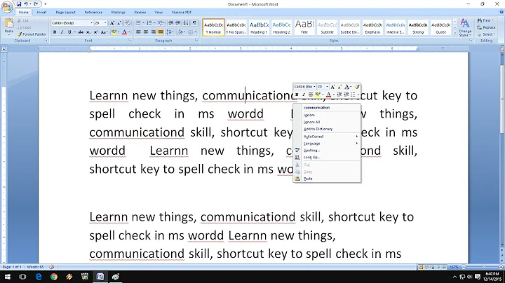 Shortcut key to Spell Check in MS Word