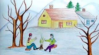 Featured image of post Winter Scene Drawing For Class 2 : Easy landscape drawing for kids and beginners|learn house and nature simple painting how to draw an easy landscape for kids.