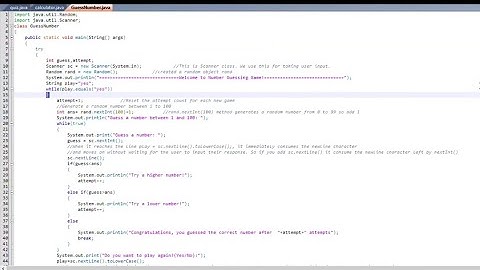 Number Guessing game using JAVA | Java programming | easy study | number guess game | java code|