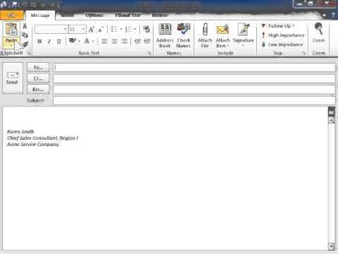Outlook 2010 Compose an HTML Message - YouTube
