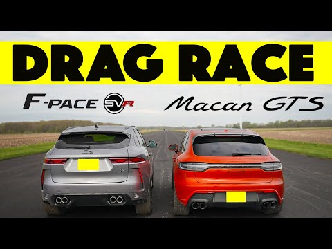2024 Jaguar F Pace Svr Vs Porsche Macan Gts, Closer Than Ever. Drag And Roll Race.