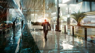 [4K] Cyberpunk 2077 RT Overdrive | Heavy Rain Walk at Night from Japantown to Charter Hill | RTX4090