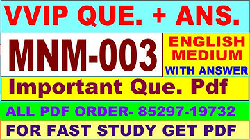 MNM 003 important questions with answer in English | mnm 003 Previous Year Question Paper
