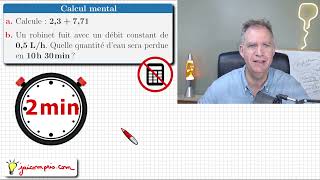 Mental calculation in 2 min ♦ 2.3+7.71 ♦ Leaking tap with a flow rate of 0.5L\/h. Water lost in 10...
